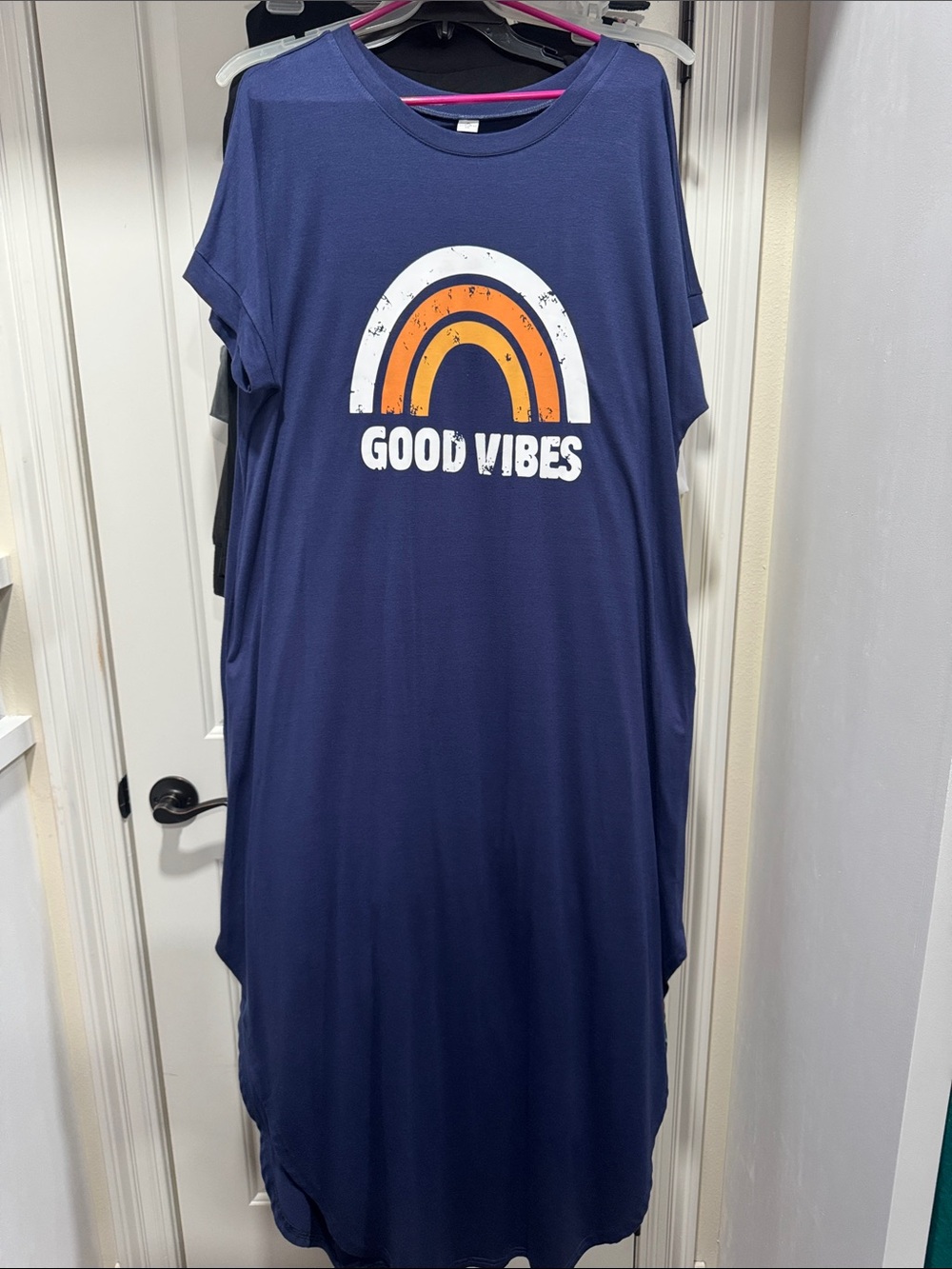 Navy 'Good Vibes' Rainbow Graphic Tee Dress